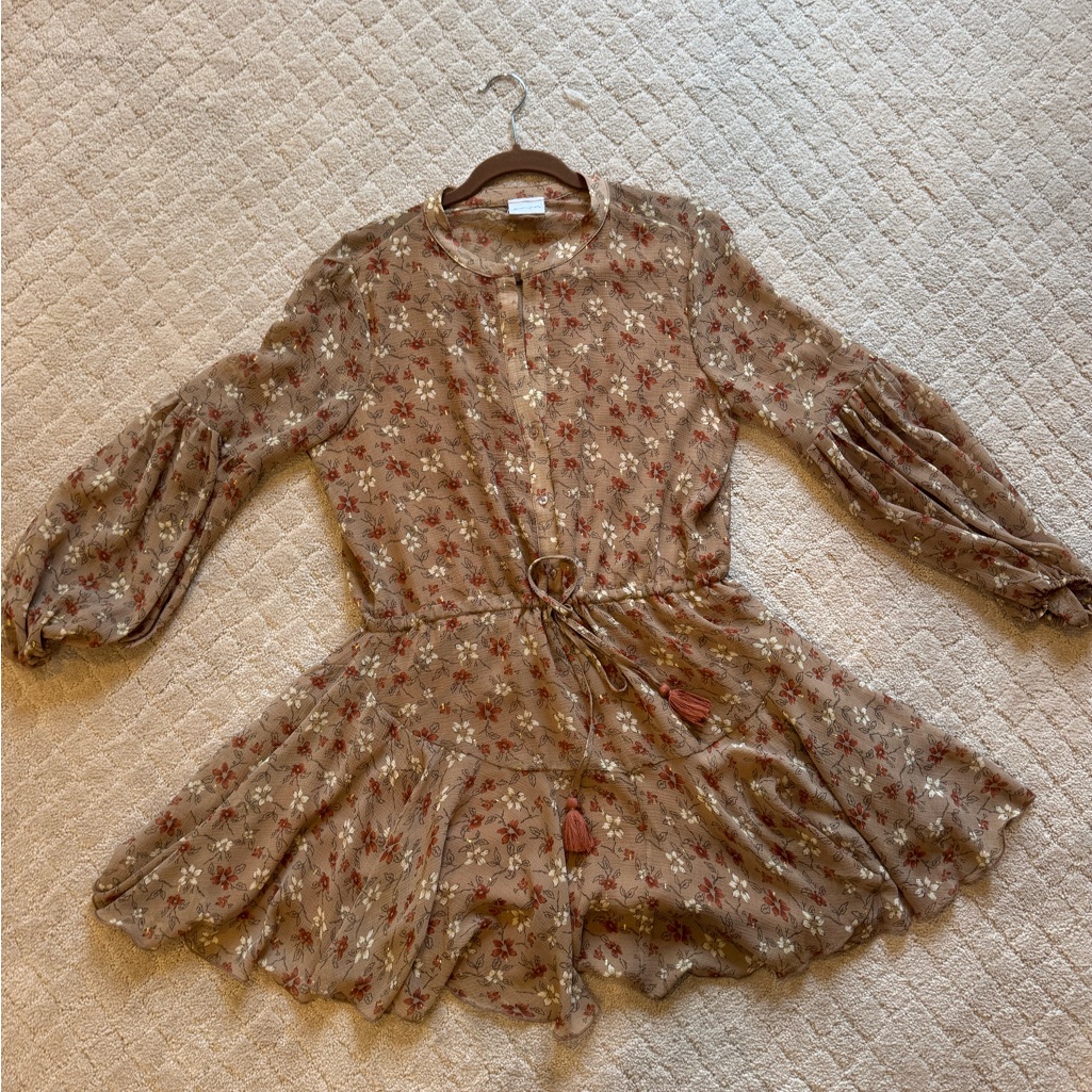Floral Woman’s Dress With Long Sleeves Size Small